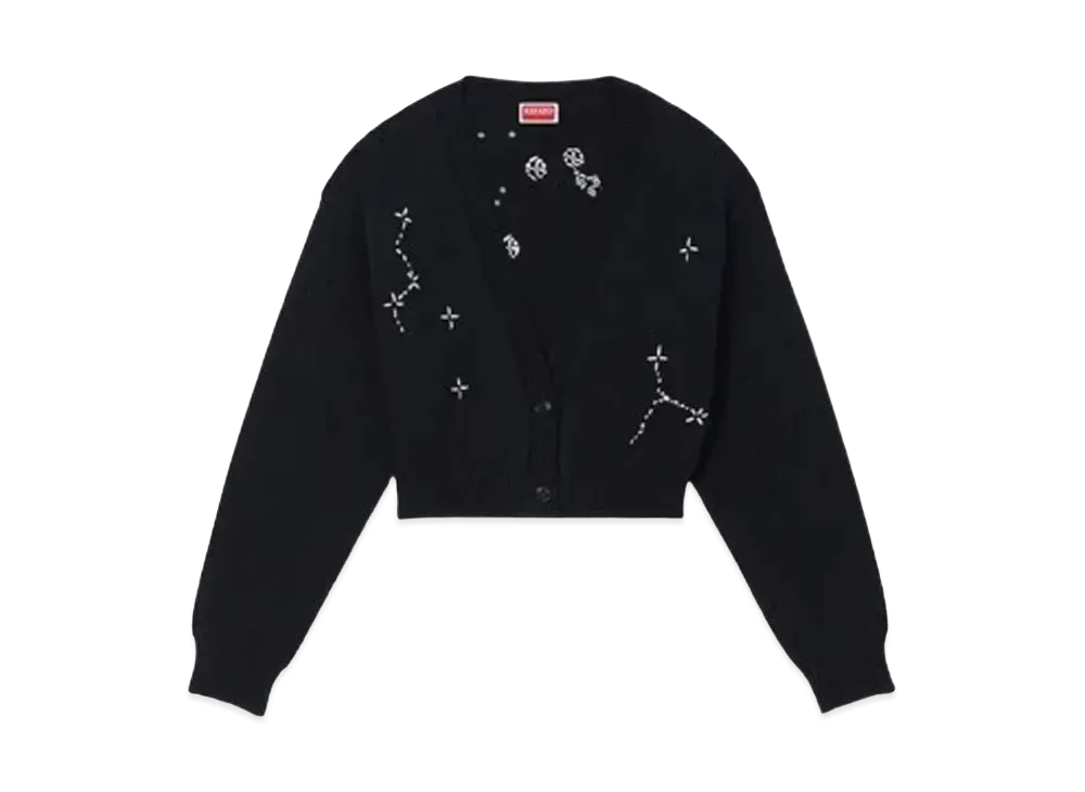 KENZO 'CONSTELLATION' Embroidery Cropped Cardigan "Black"
