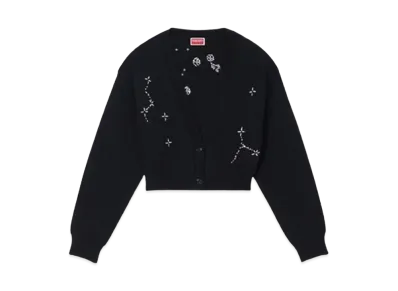 KENZO 'CONSTELLATION' Embroidery Cropped Cardigan "Black"