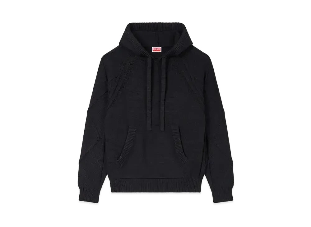 KENZO Hand Embroidery Cable Knit Hoodie "Black"