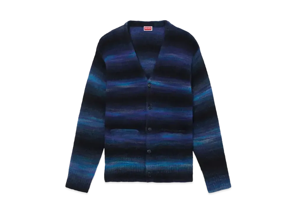 KENZO Embroidery Stripe Cardigan "Blue Black"