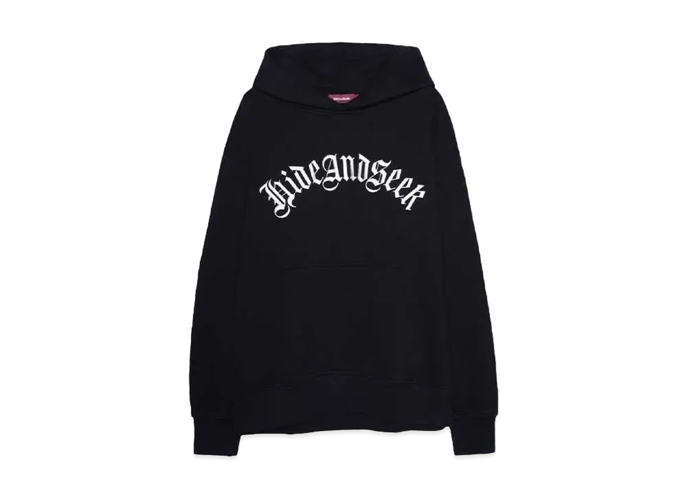 Hide and Seek Old English Hooded Sweat Shirt(24aw) "BLACK"