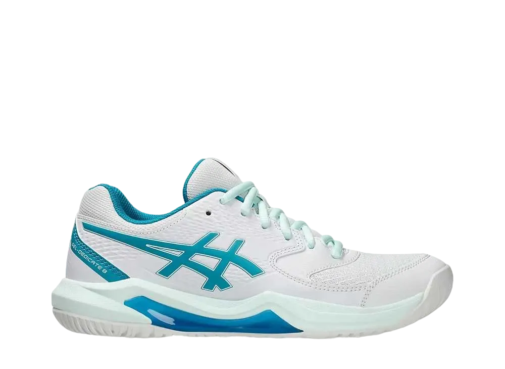 アシックス ウィメンズ ゲルデディケート8 ワイド "ホワイト/ティールブルー"