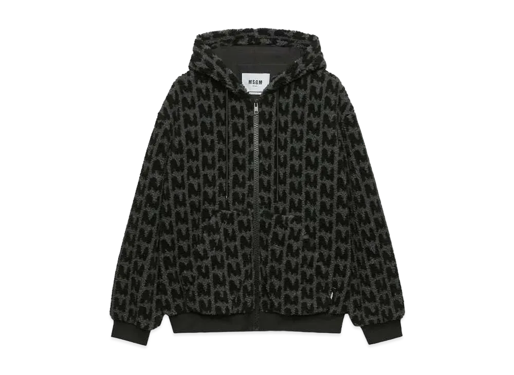 MSGM Faux-Fur Jacquard Themwave Jacket "Black"
