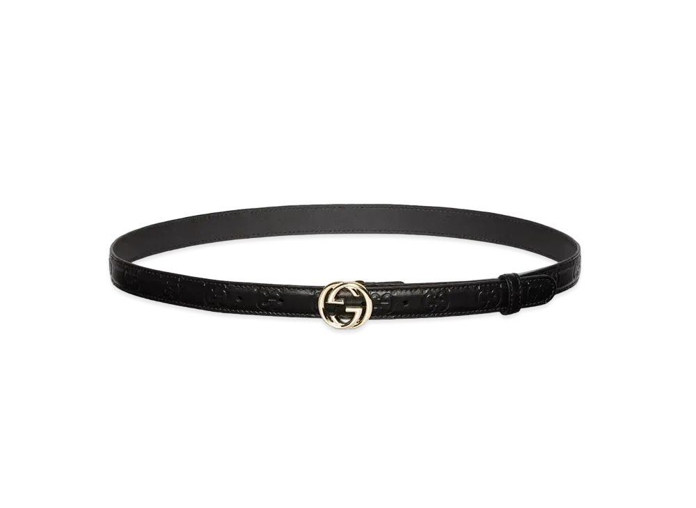 GUCCI Belt with Interlocking G Buckle "Black"