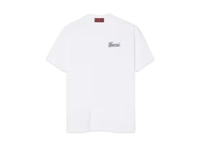GUCCI Embroidered Cotton Jersey T-Shirt "Off White"