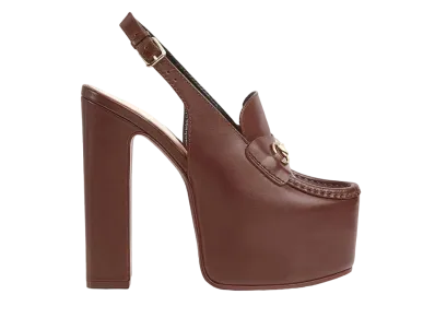 GUCCI Women's Horsebit Platform Loafer Slingback "Dark Brown"