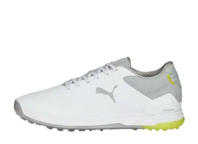 Puma Golf Proadapt Alphacat 2.0 Rubber Sole "Puma White/Flat Light Gray/Yellow Burst"