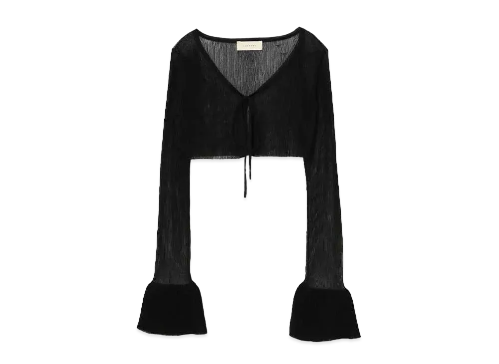 ANDANDMARY Mary Sheer ribbon cardigan "Black"