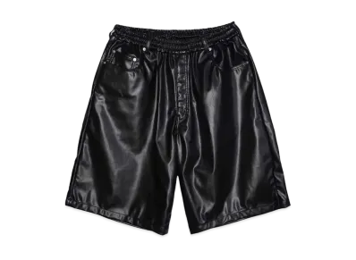 COOTIE PRODUCTIONS Faux Leather 5 Pocket Wide Easy Shorts "BLACK"