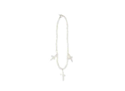 COOTIE PRODUCTIONS Distortion Cross Pearl Necklace (Type-2) "WHITE"
