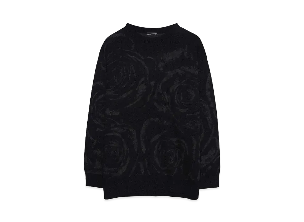 LAD MUSICIAN BIG ROSE WJQ KNIT PULLOVER "BLACK x CHARCOAL"
