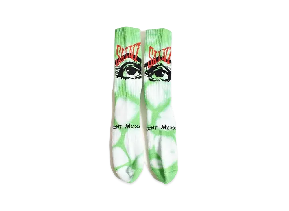 SAINT Mxxxxxx 23AW Eyes Socks "Tie Dye Green"