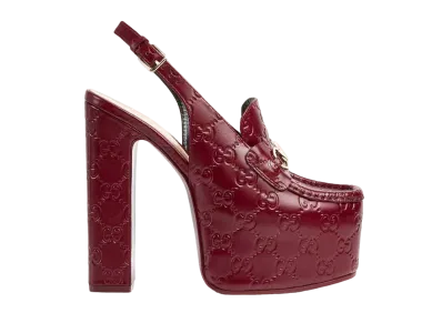 GUCCI Women's Horsebit Platform Loafer Slingback "Rosso Ancola"