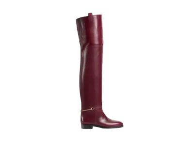 GUCCI Women's Slim Horsebit Knee-High Boot "Bordeaux"