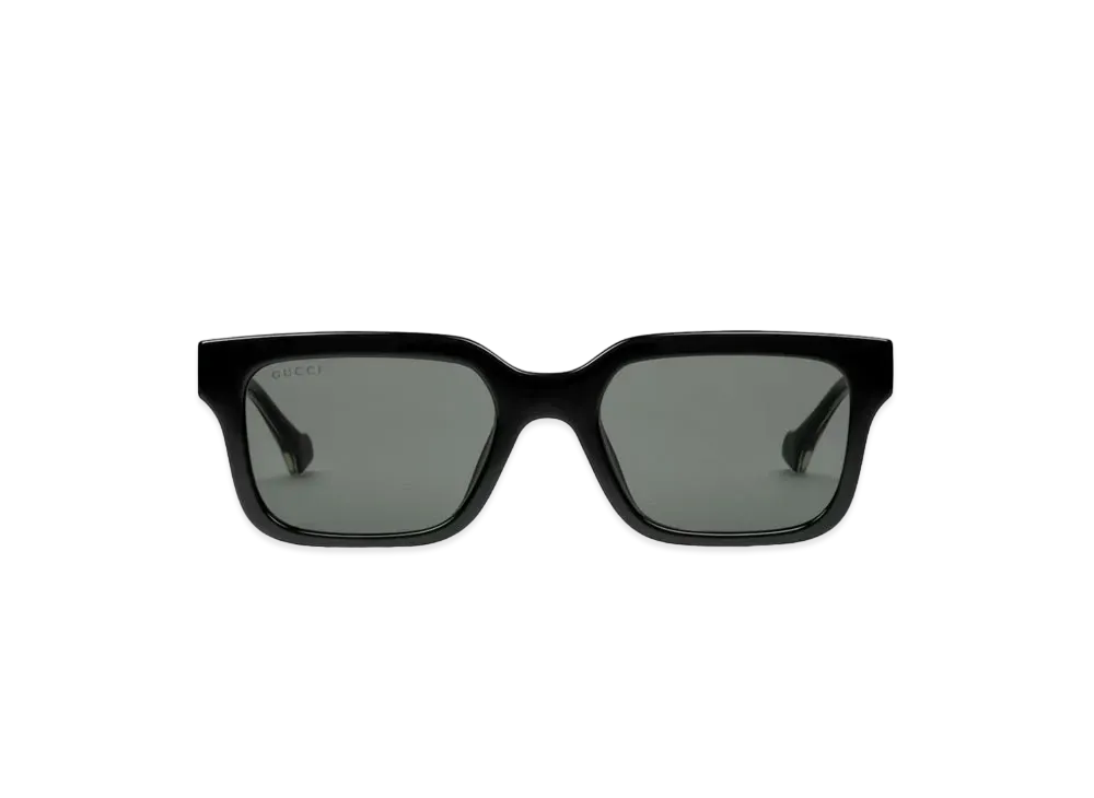 GUCCI Specialized Fit Rectangular Sunglasses "Shiny Black"