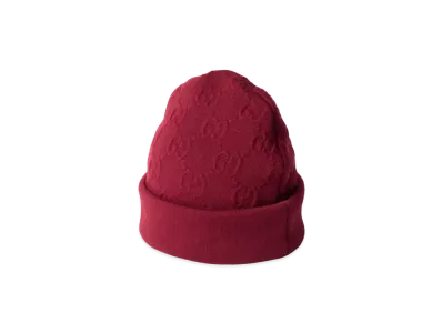GUCCI GG Wool Blend Jacquard Hat "Burgundy"