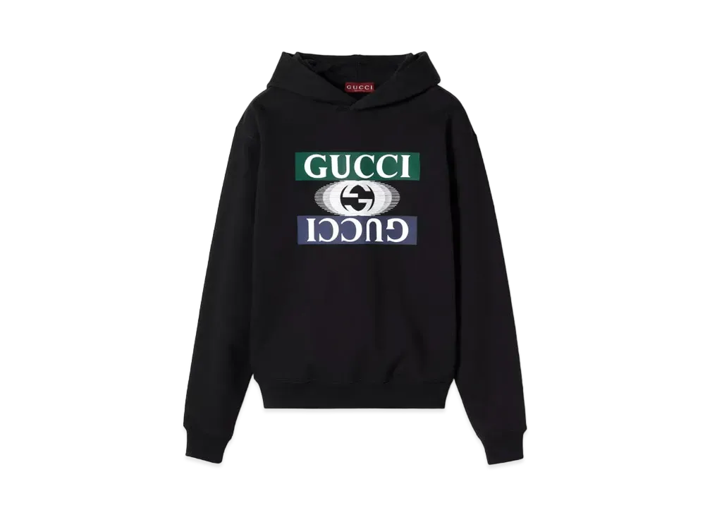 GUCCI Cotton Jersey Hooded Sweatshirt "Black"