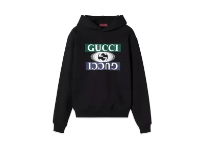 GUCCI Cotton Jersey Hooded Sweatshirt "Black"