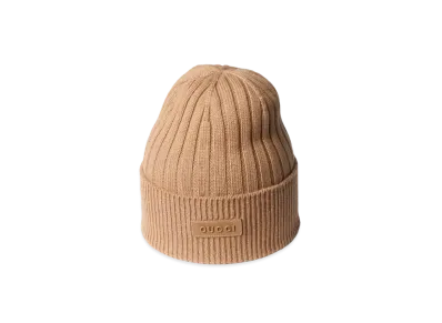 GUCCI Rib Knit Wool Hat "Beige"