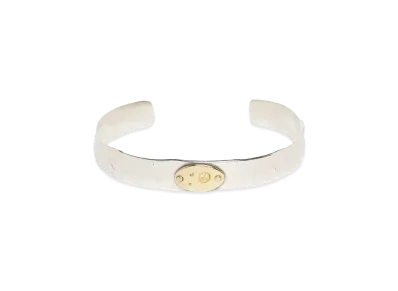 PORTER CLASSIC GOLD RIVET BANGLE LOVE &PEACE CUSTOM "GOLD&SILVER"
