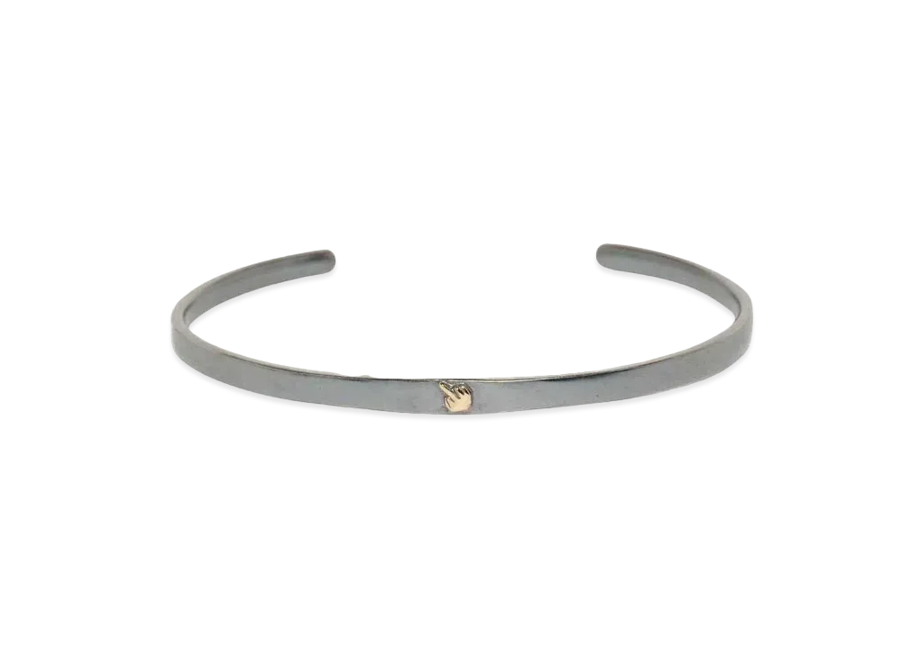 PORTER CLASSIC BLACK SILVER BANGLE W/GOLD MIDDLE FINGER "GOLD&SILVER"