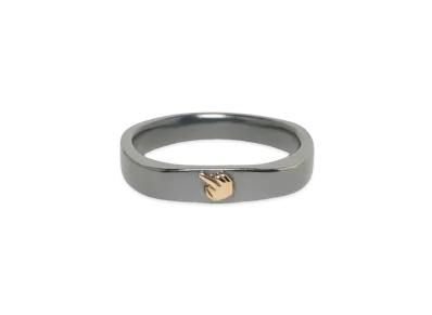 PORTER CLASSIC BLACK SILVER RING W/GOLD MIDDLE FINGER "GOLD&SILVER"