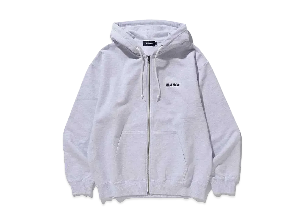 XLARGE STANDARD LOGO ZIP HOODED SWEATSHIRT "ASH"