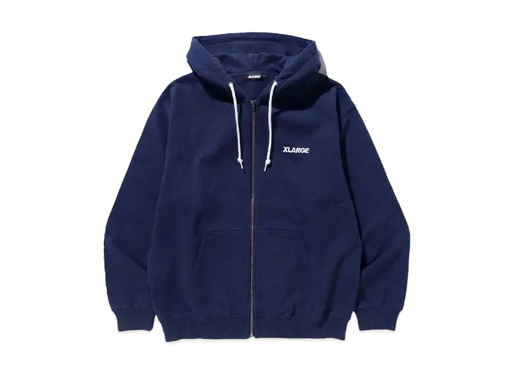 XLARGE STANDARD LOGO ZIP HOODED SWEATSHIRT "NAVY"