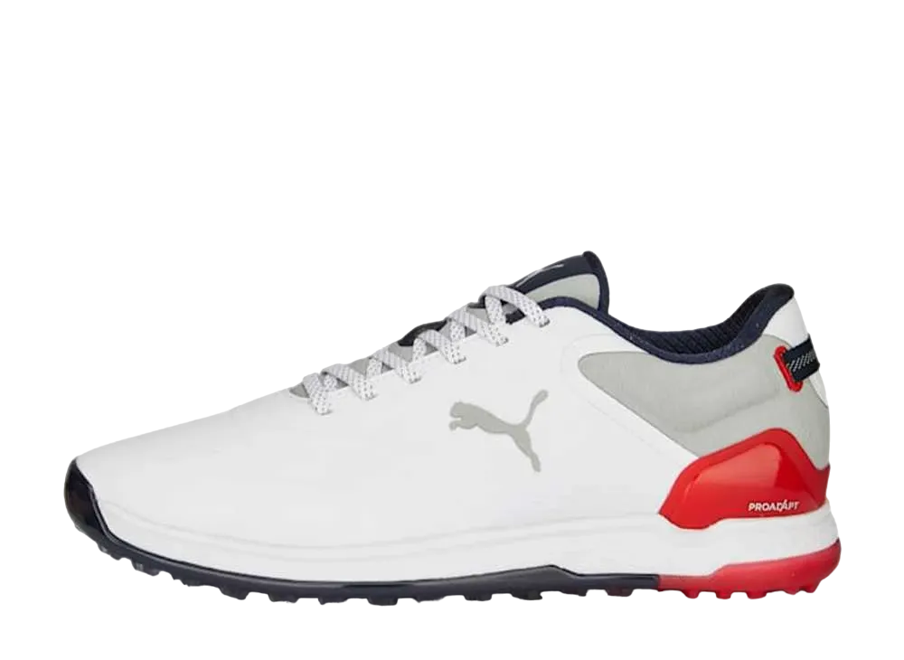 プーマ ゴルフ プロアダプト アルファキャット2.0 ラバーソール "プーマホワイト/プーマネイビー/フォーオールタイムレッド"