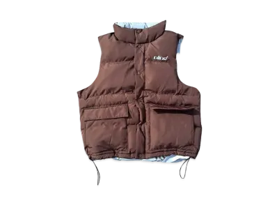 9090 Ameba Logo Reversible Puffer Vest "Brown/Sax Blue"