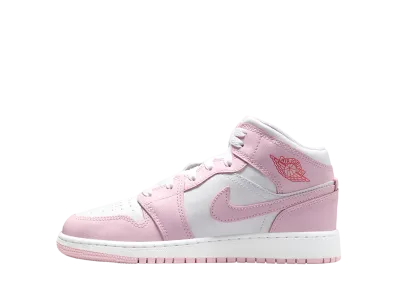 Nike GS Air Jordan 1 Mid "Pink Foam/Fire Red/White"