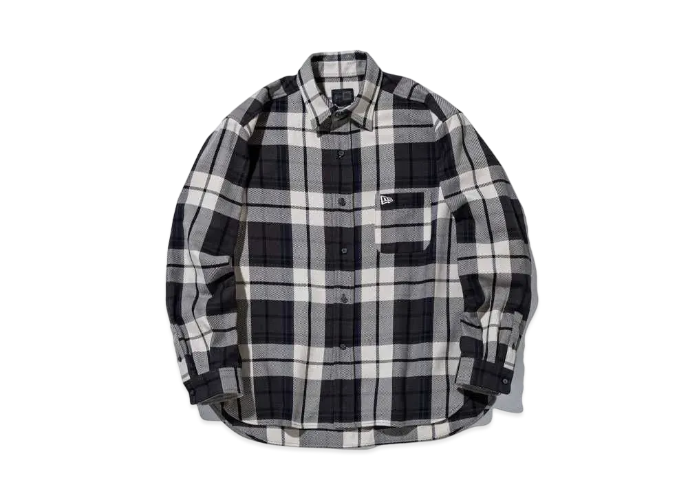 ニューエラ ブラックレーベル FW24 長袖 フランネル チェックシャツ "グラファイト"