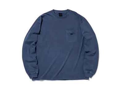 NEW ERA BLACK LABEL FW24 Long Sleeve Oversized Garment Dye Cotton Pocket T-Shirt "Navy"