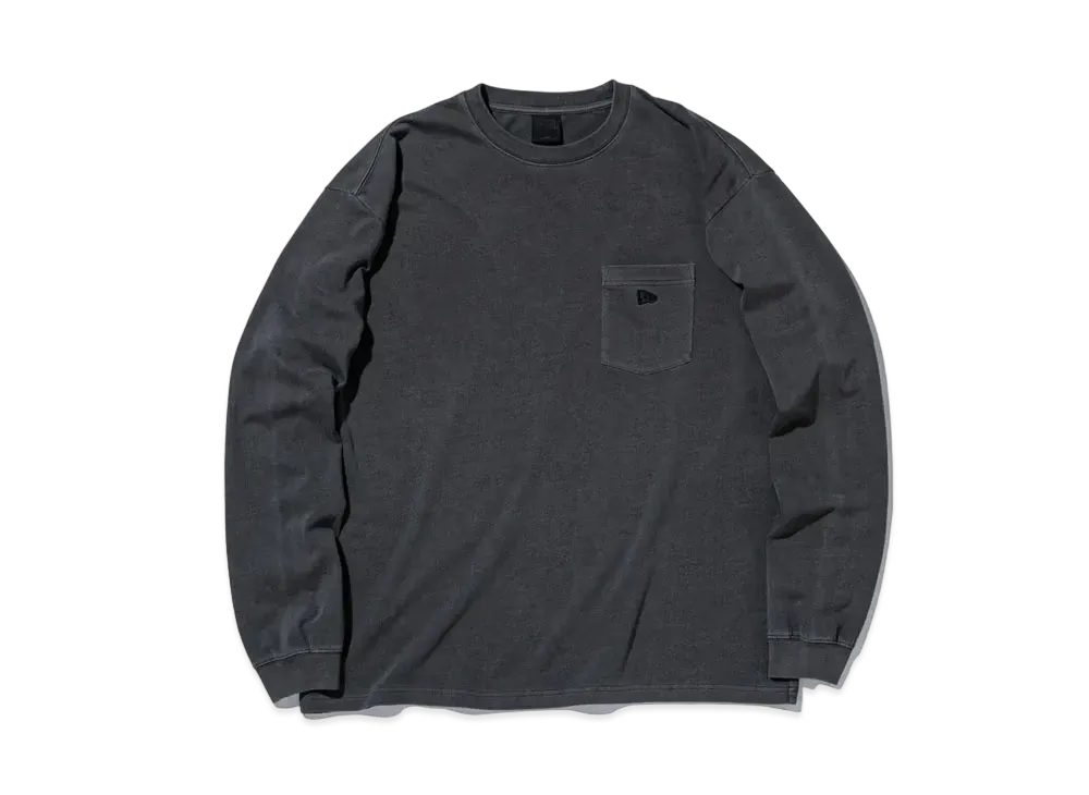 NEW ERA BLACK LABEL FW24 Long Sleeve Oversized Garment Dye Cotton Pocket T-Shirt "Black"