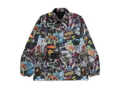 A BATHING APE Flyer Pattern Reversible Coach Jacket "Black"