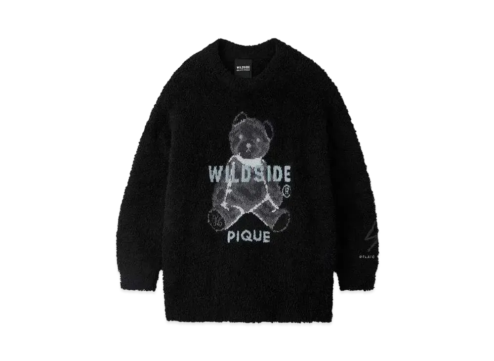 WILDSIDE Yohji Yamamoto x GELATO PIQUE Bear Jacquard Pullover "Black"