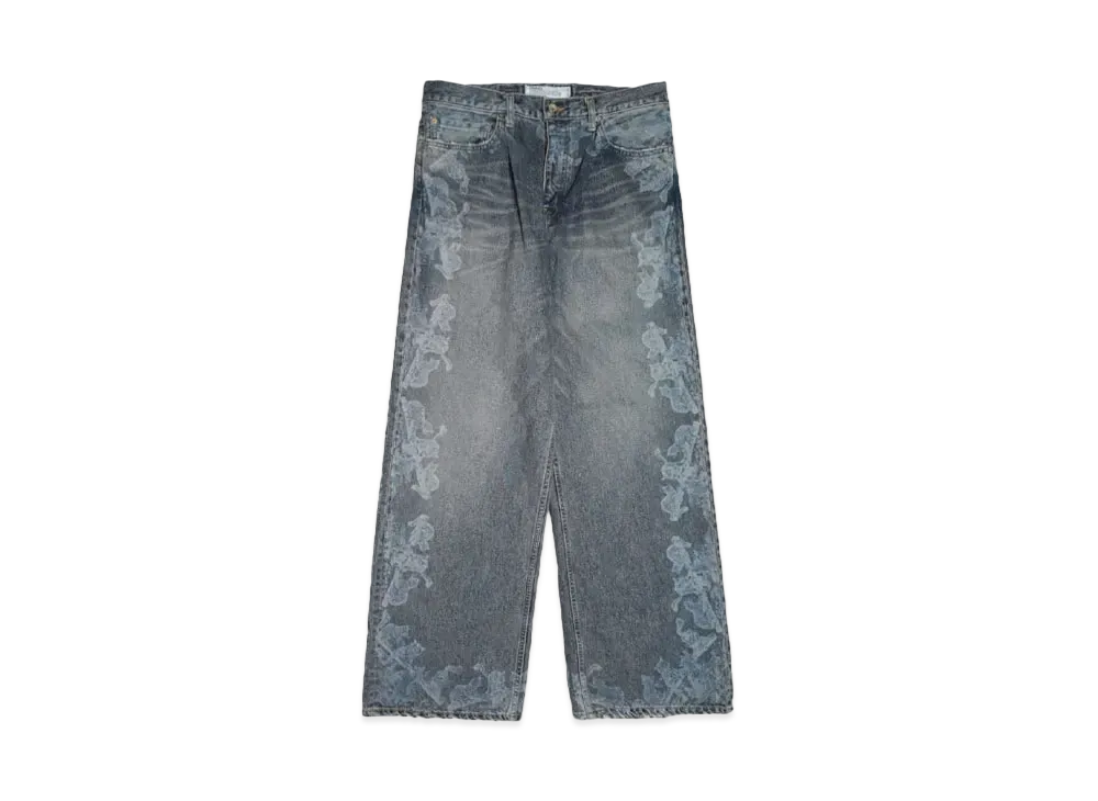 DAIRIKU "Cat"Printed Vintage Wide Denim Pants "INDIGO"
