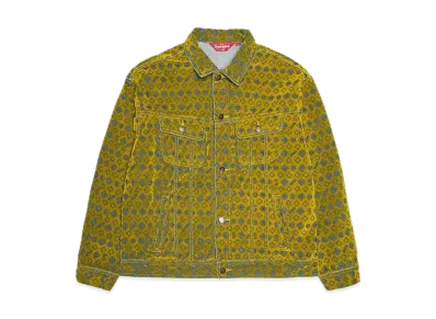 Supreme Flocked Denim Trucker Jacket "Mustard"