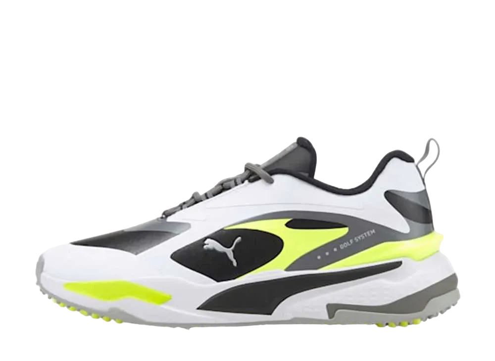 プーマ ゴルフ GS ファスト ラバーアウトソール "プーマホワイト/プーマブラック/セーフティイエロー"