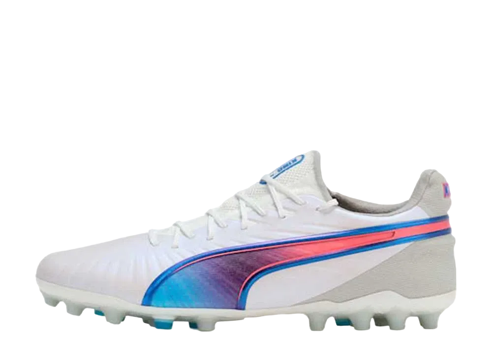 Puma King Ultimate MG "Puma White/Bluemazing/Flat Light Gray/Sunset Glow"