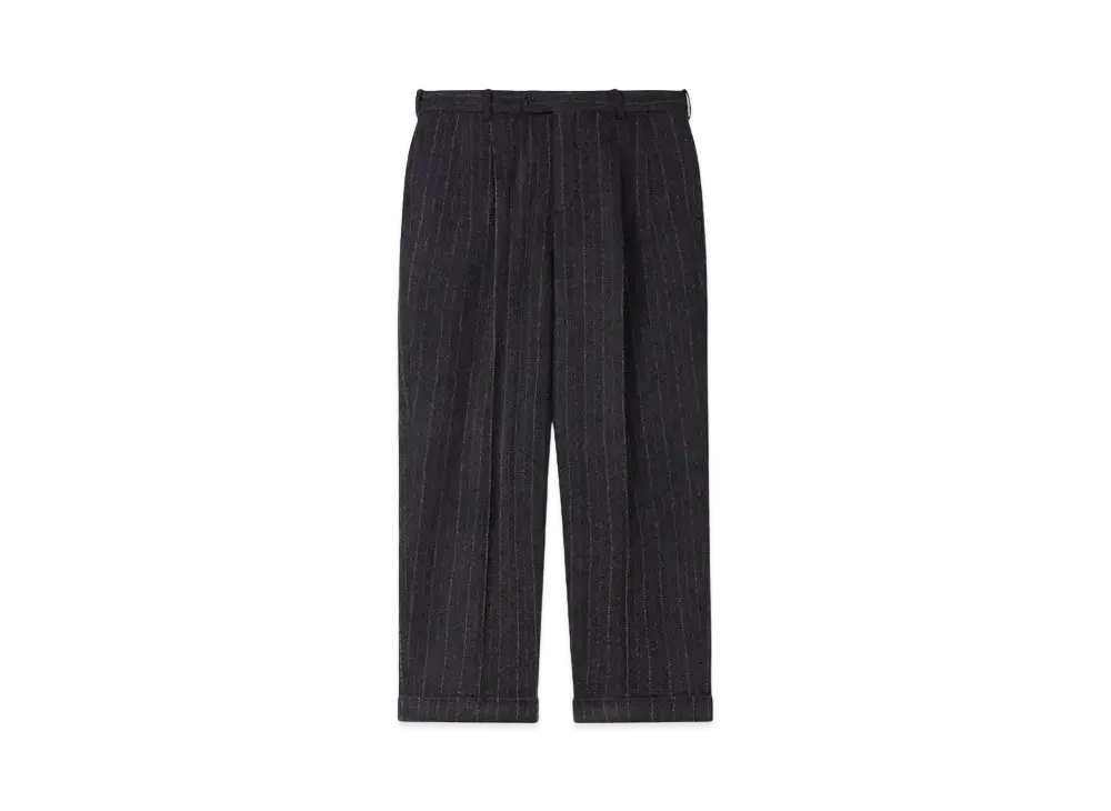KENZO Straight Pleats Tailored Pants In Virgin Wool "Blue Black"