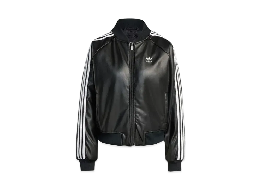 adidas SST Pleather Loose Padded Jacket "Black"