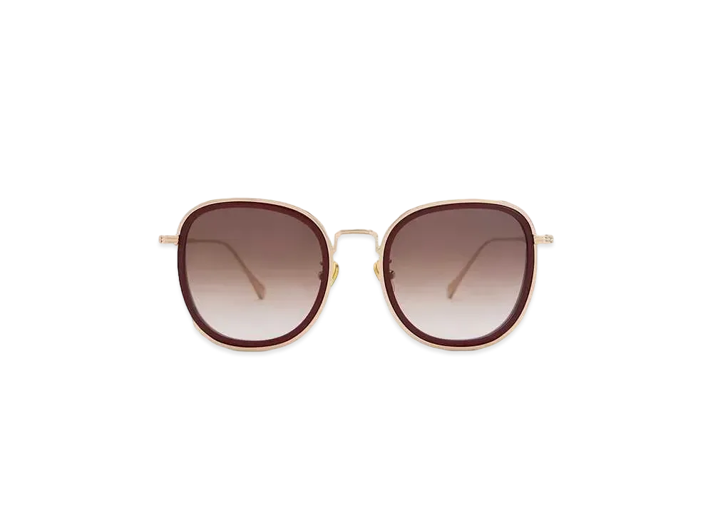 CHARLES & KEITH Recycled Acetate Metallic Rim Sunglasses "Burgundy"