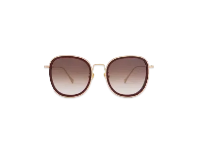 CHARLES & KEITH Recycled Acetate Metallic Rim Sunglasses "Burgundy"