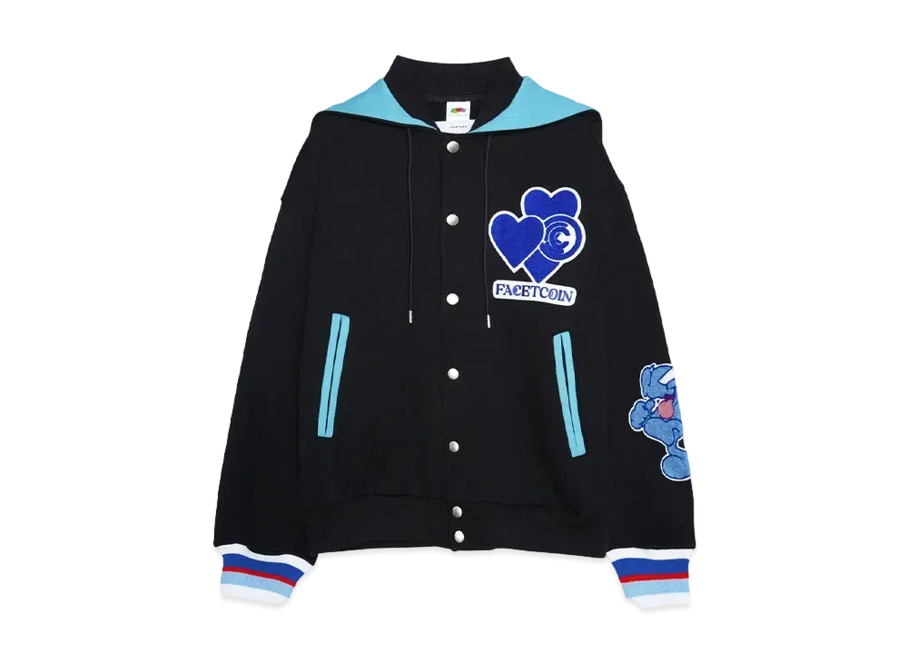 FACETASM x CPD LOVE PATCH HOODED STADIUM JACKET "BLACK"