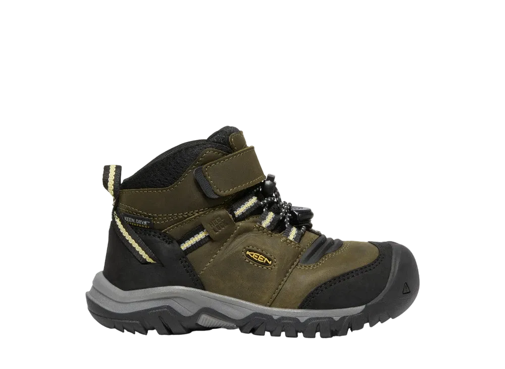 KEEN Little Kids Ridge Flex Mid Waterproof "Dark Olive/Dusky Citron"