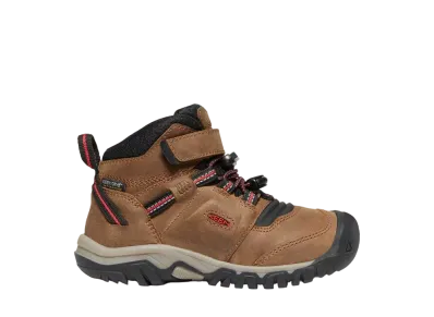 KEEN Little Kids Ridge Flex Mid Waterproof "Bison/Red Carpe"