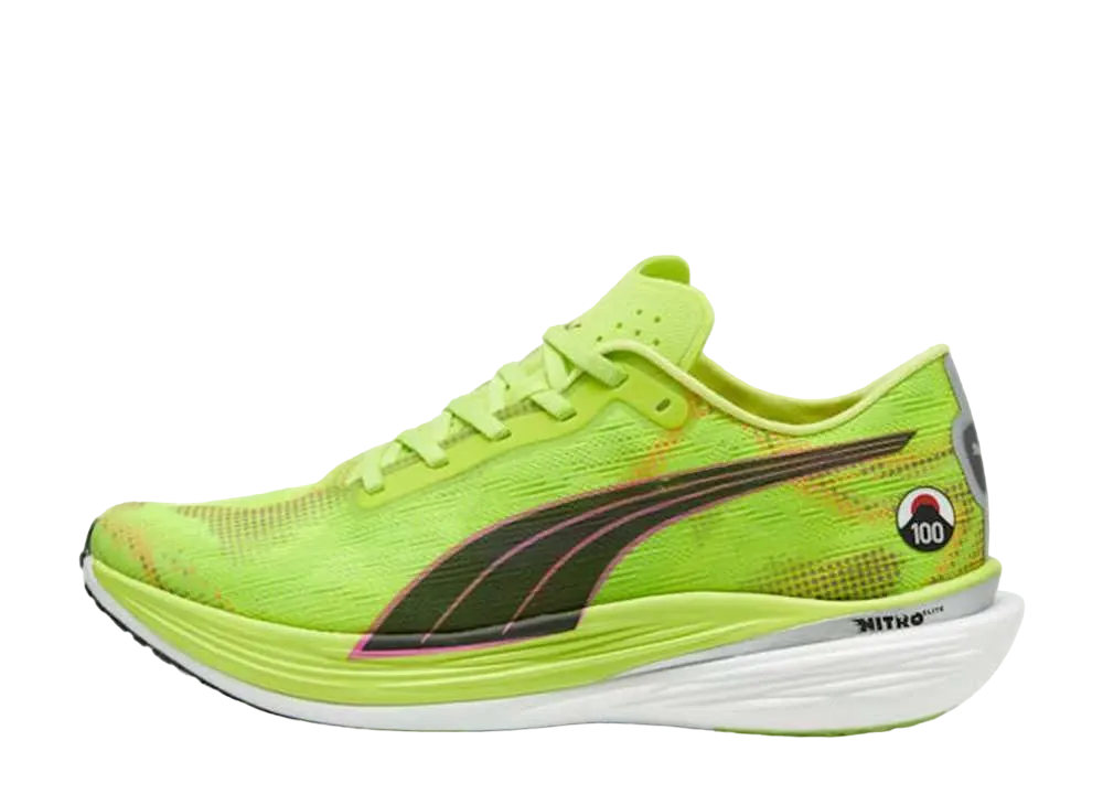 プーマ ディヴィエイト ニトロ2 エキデン ラッシュ "ライムパウ/プーマブラック/ポイズンピンク"