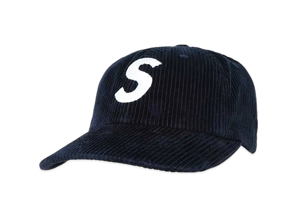 シュプリーム コーデュロイ Sロゴ 6パネル "ネイビー"
