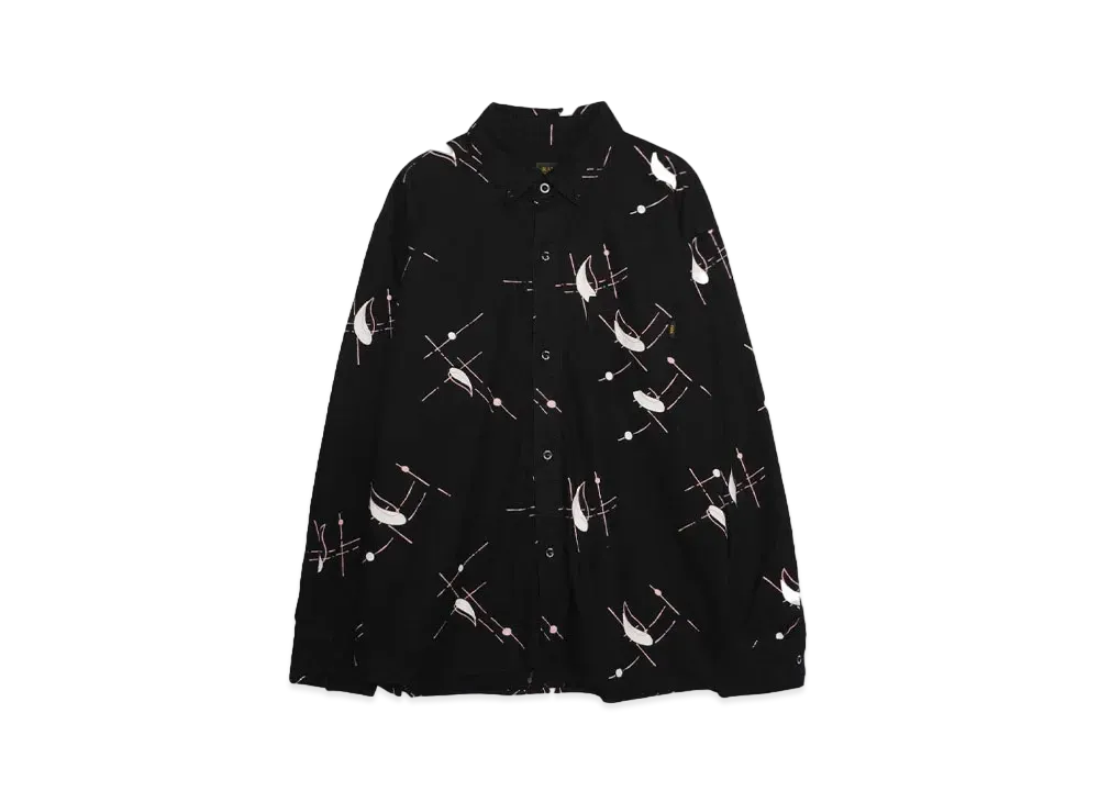 RATS PRINT FLANNEL B.D SHIRT "BLACK"